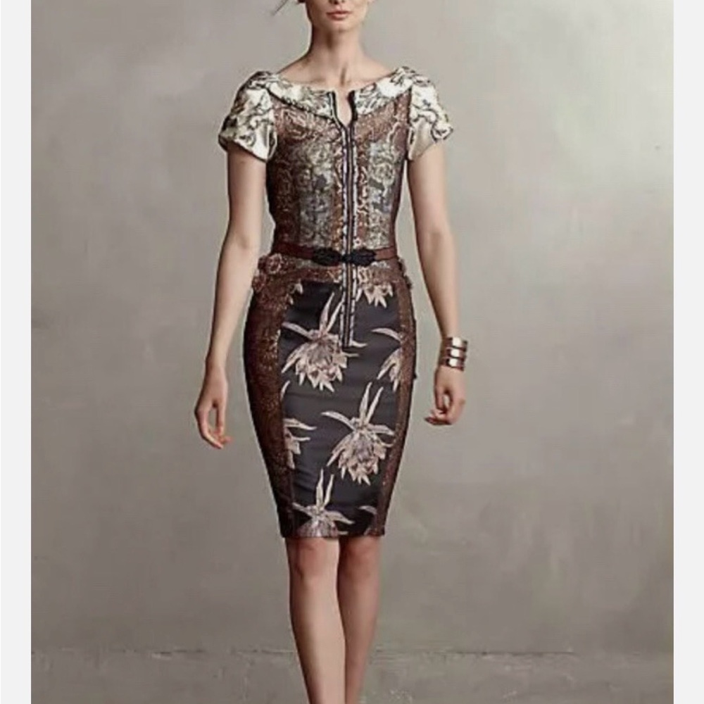 Byron Lars Floral Dress in Black and Brown